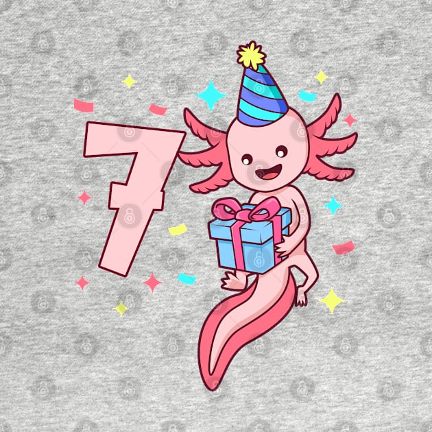 I am 7 with axolotl - girl birthday 7 years old by Modern Medieval Design